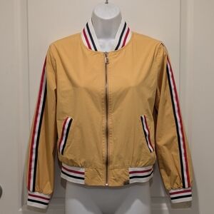 GUC Lizette Collection S Mustard Yellow Lined Jacket with Striped Details